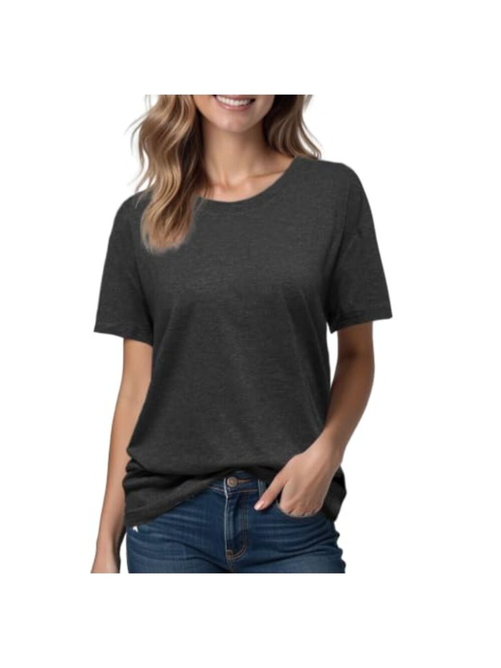 Women's Cotton Blend Crew Neck Short Sleeve Summer Tee